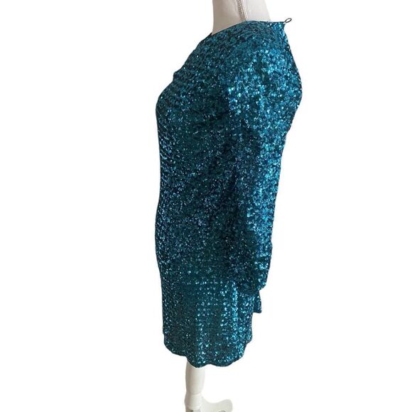 Hunter Bell Blue Sequin Shift Mini Dress  Size 2 - Picture 6 of 7